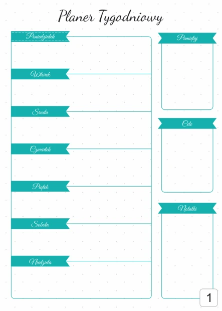 Weekly planner whiteboard 408 - Graphic design with days of the week and note sections.
