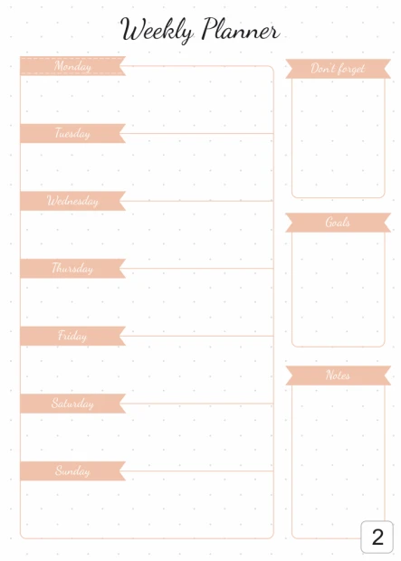 Weekly planner dry-erase board 407 - Graphic design. Simple layout with sections for days of the week and notes.