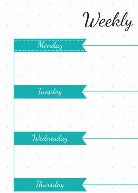 Weekly planner dry-erase board 407 - Graphic design with a white background, blue stripes, and "Weekly" text.