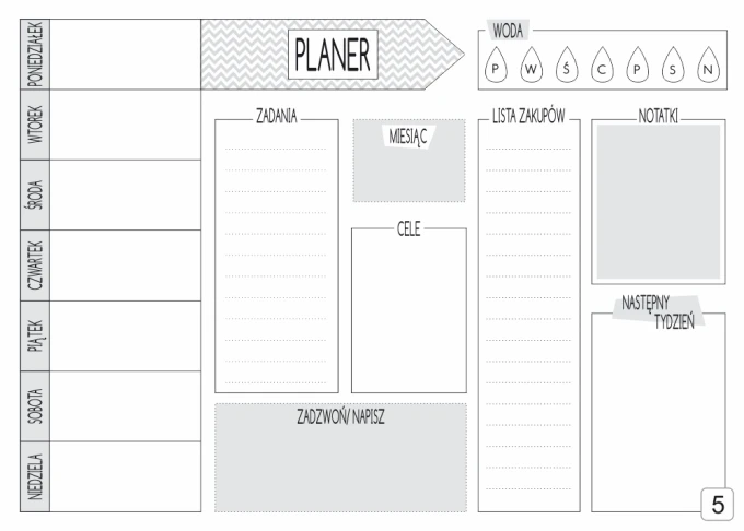 Magnetic dry-erase board planner 412 - Graphic design with rectangles for tasks, goals, and notes. Lines included.