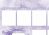 Magnetic dry-erase weekly planner board 420 - Graphic design in shades of purple with spaces for notes.