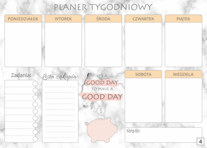 Weekly planner dry-erase magnetic board 414 - Features a graphic design with a layout for each day of the week.
