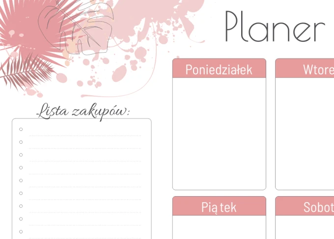 Magnetic dry-erase weekly planner board 416 - Graphic design with pastel-colored leaves.