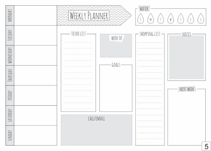 Magnetic dry-erase weekly planner 411 - Simple design with sections for days of the week and to-do lists.