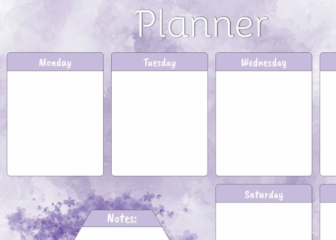 Magnetic dry-erase weekly planner 419 - Graphic design with rectangular shapes for days of the week.