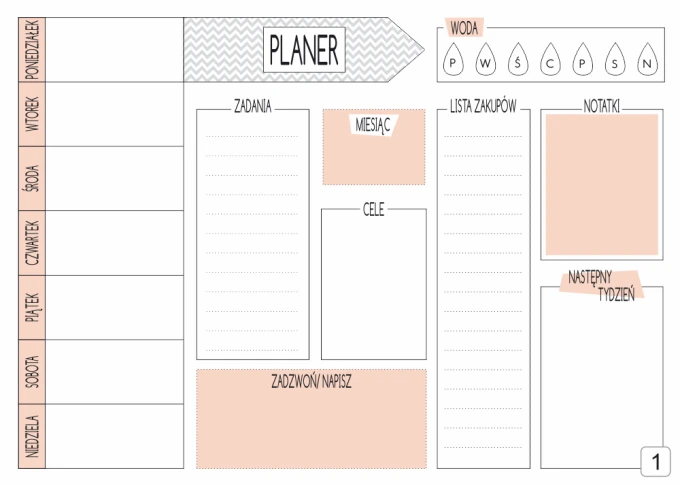 Dry-erase planner board 412 - Graphic design. Simple layout with sections and icons.