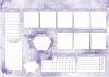 Weekly planner whiteboard 420 - Purple graphic design with spaces for notes and tasks.