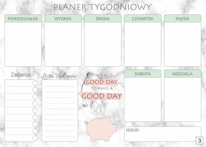 Weekly planner whiteboard 414 - Graphic design featuring a layout for the days of the week and space for notes.