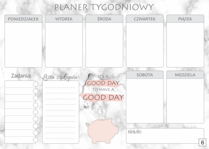 Weekly planner whiteboard 414 - Graphic design with days of the week and space for tasks.