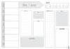 Weekly planner dry-erase board 411 - Graphic design. Simple layout with sections for days, lists, and goals.