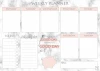 Weekly planner dry-erase board 413 - Graphic design with gray background, white and pink rectangles, and piggy bank icon.