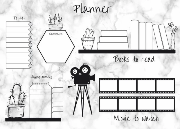 Weekly planner dry-erase board 421 - Graphic design featuring various shapes, including hexagons and rectangles.