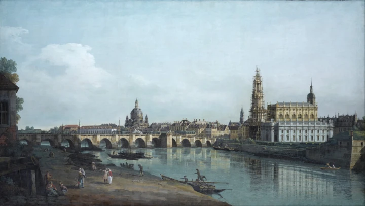 Reproduction of Dresden from the Right Bank of the Elbe by Canaletto, Bernardo Bellotto - Graphic design.