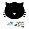 Chalkboard magnetic board for kids featuring a large black cat silhouette with prominent ears and whiskers.