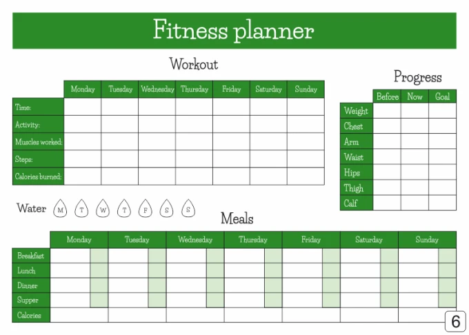Magnetic dry-erase fitness planner board 429 - Features rectangular fields for data entry.