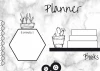 Magnetic dry-erase board Weekly planner 421 - Features a hexagon design with a plant and books.