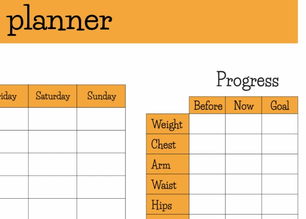 Fitness planner whiteboard 429 - Graphic design with rectangular sections for days of the week.