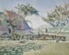 Reproduction of Comblat-le-Château, The Meadow by Paul Signac. The image depicts a landscape with a house and trees.