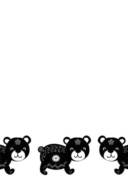 Dry-erase magnetic board for kids featuring black bears on a white background in various poses.