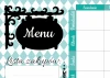 Magnetic dry-erase menu board 432 - Graphic design with a diamond pattern and black "Menu" text.