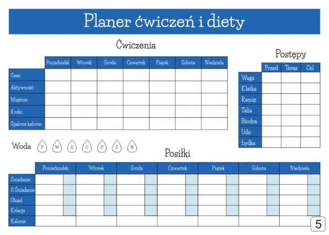 Magnetic dry-erase fitness planner 430 - Features a weekly exercise table and graphic design.