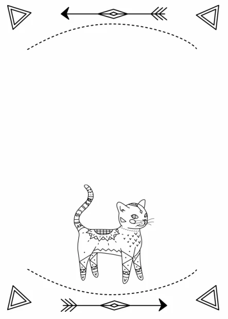 Dry-erase board for kids featuring a cat design with arrows on a white background.