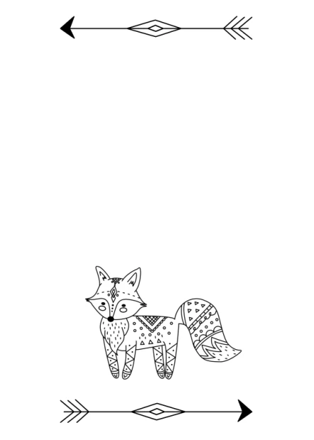 Children\'s dry-erase board featuring a fox design with geometric patterns and arrows on the sides.