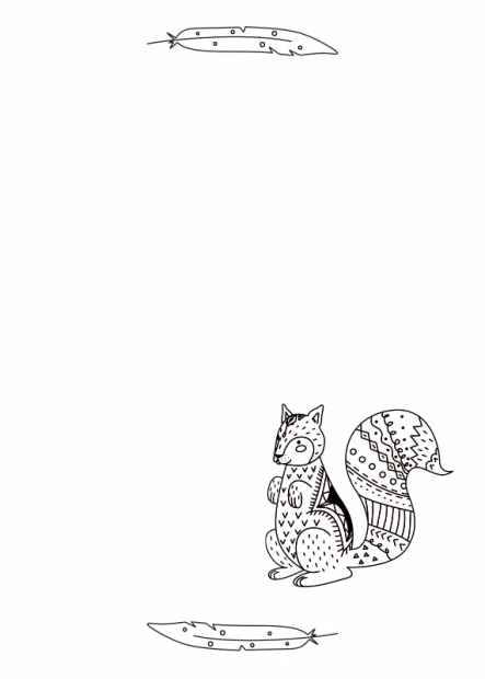 Dry-erase board for kids featuring a squirrel design with a long tail and two feathers.