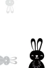Dry-erase board for kids featuring bunnies in shades of gray on a white background.