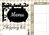 Dry-erase menu board 431 - Features a black "Menu" text on a beige diamond-patterned background.