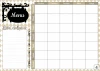 Menu dry-erase board 432 - Graphic design with rectangular grid and decorative text.