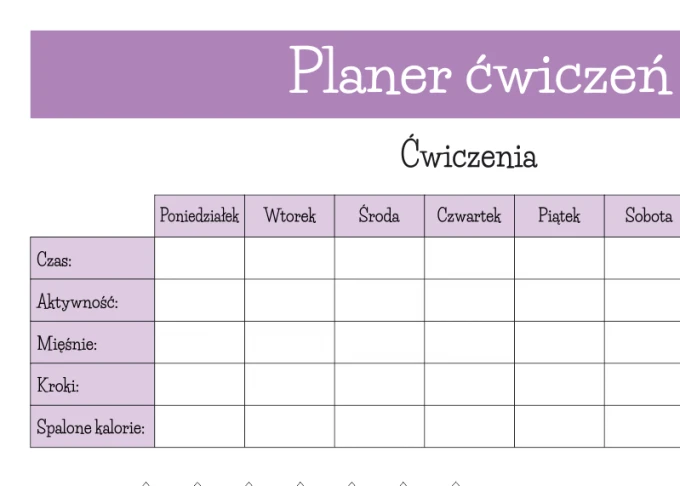 Dry-erase board for exercise and diet planning 430 - Features a graphic design with a weekly table and fields.