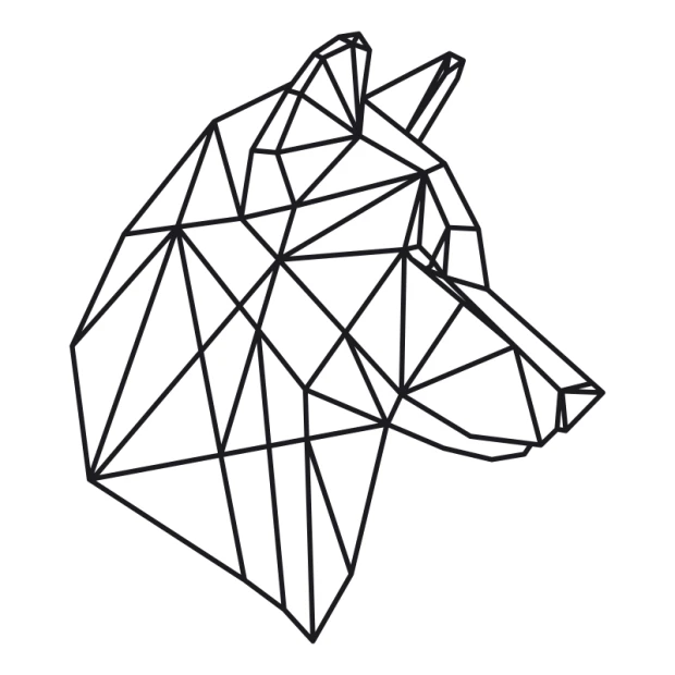 Wolf wall sticker 2478 - A geometric design featuring a wolf silhouette made of lines and angles.