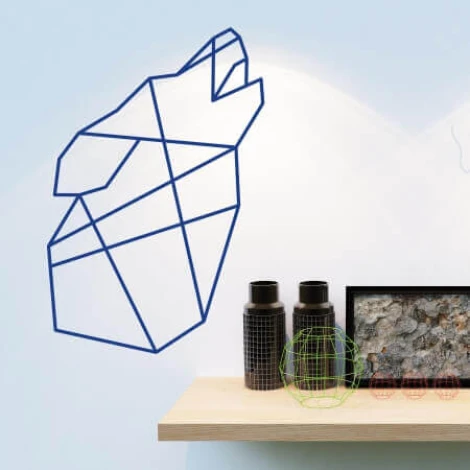 Wolf wall sticker 2482 - Graphic design featuring a wolf shape made of simple lines and angles.