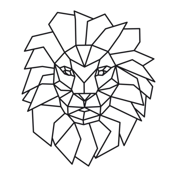 Lion painting template 2480 - Graphic design featuring a geometric lion head with distinct shapes and sharp lines.