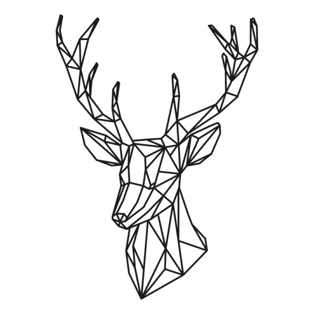 Deer painting stencil 2477 - Graphic design featuring a geometric silhouette of a deer with clear lines and angles.