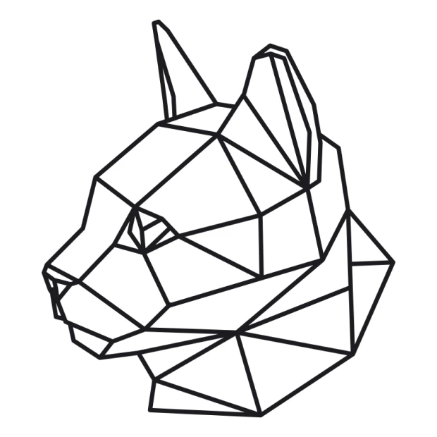 Cat painting template 2479 - Graphic design featuring a cat shape made of geometric lines and triangles.