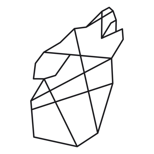 Wolf painting template 2482 - Graphic design featuring a wolf shape with clear contours and dynamic lines.