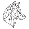 Wolf head wall template 2478 - Graphic design featuring geometric lines and triangles.