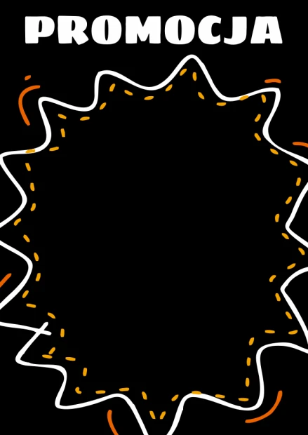 Chalkboard with printed design 077 - Wavy shape graphic in white and orange colors.