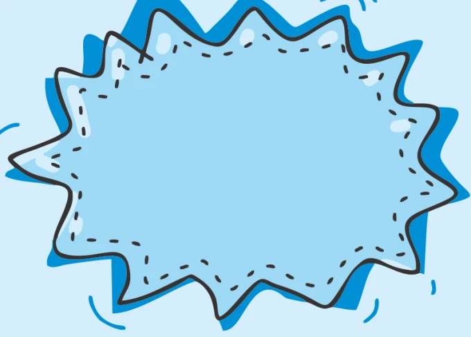 Dry-erase magnetic board Dymek 452 - Graphic design resembling an explosion with wavy edges and blue accents.