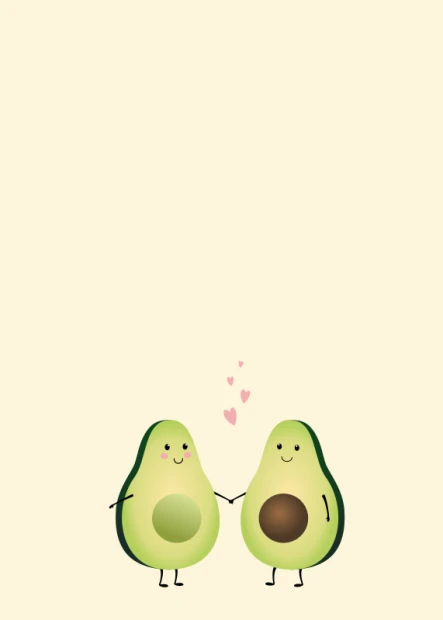 Dry-erase magnetic board kiwi 454 - Graphic design featuring two smiling avocados holding hands with hearts above them.