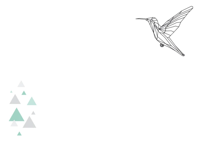 Dry-erase magnetic board Hummingbird 455 - Graphic design featuring a hummingbird outline and various triangles.