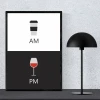 Am Pm 018 Poster - Graphic design featuring two rectangles: top with a mug, bottom with a glass.