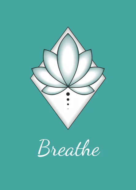 Breathe 036 Poster - Graphic design featuring a diamond-shaped lotus with the word Breathe.