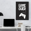 Game Over 001 poster - Office setup with light walls, minimalist furniture, and a modern style.