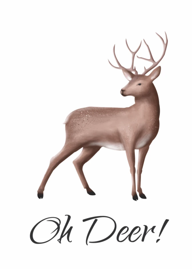 Oh Deer 042 poster - Graphic design featuring a deer in natural colors with the text Oh Deer! below.