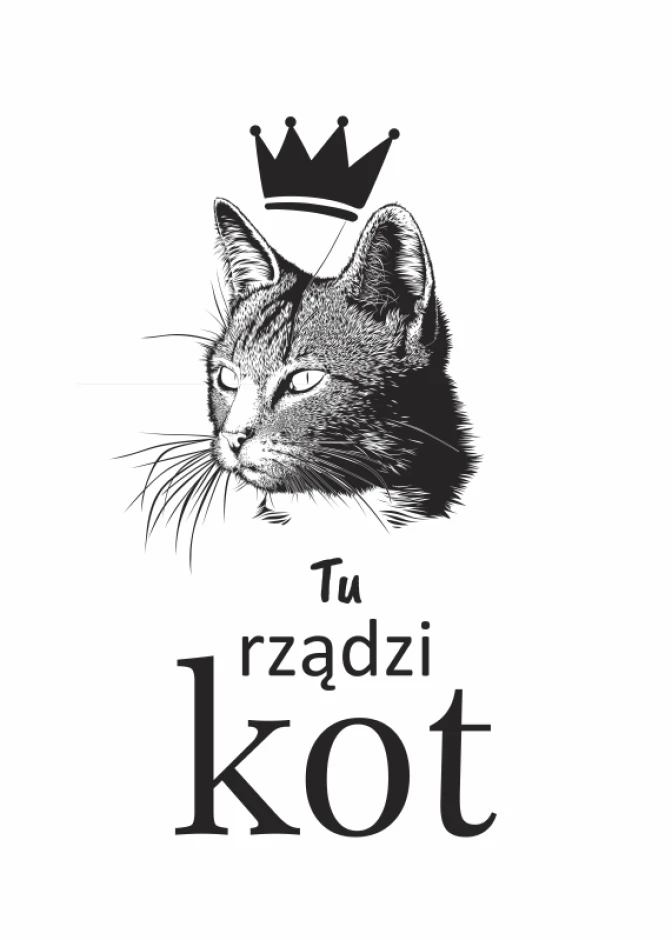 Cat Rules Poster 010 - Graphic design featuring a crowned cat and text in various sizes.