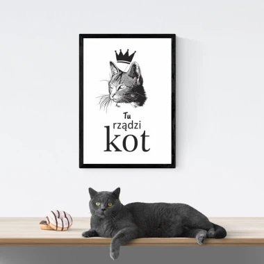 Cat Rules Poster 010 - Graphic design featuring a crowned cat and the text "Cat Rules".