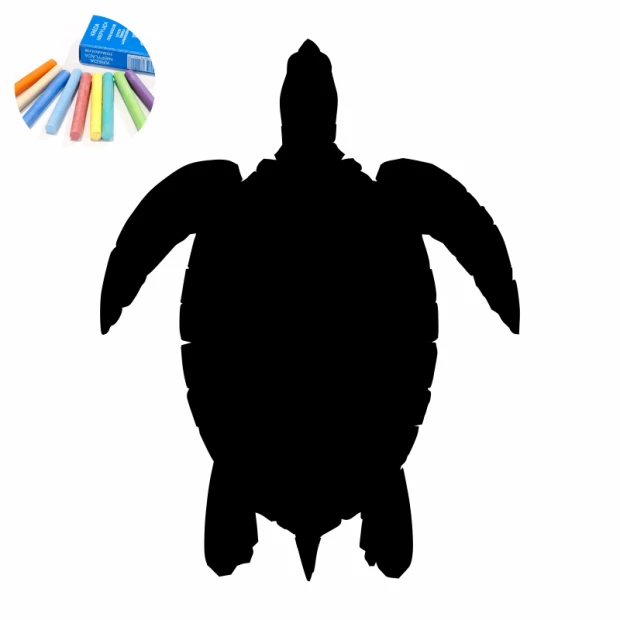 Chalk sticker for kids, turtle design - oval shape with distinct fins and head.